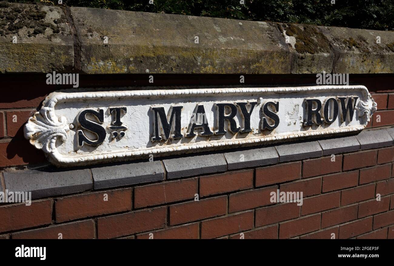 Straßenschild St. Mary`s Row, Moseley, Birmingham, England, Großbritannien Stockfoto